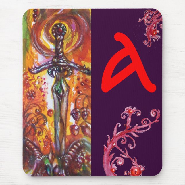 TAPIS DE SOURIS DURENDAL, ÉPÉE ROMANTIQUE ET MONOGRAMME ANGEL (Devant)
