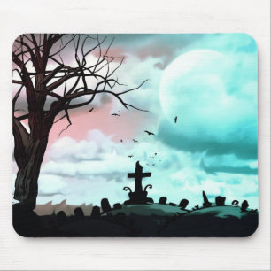 Tapis De Souris Dusk Pleine lune cimetière Goth Mousepad