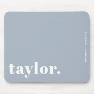 Tapis De Souris Dusty Blue Retro Typographie personnalisée