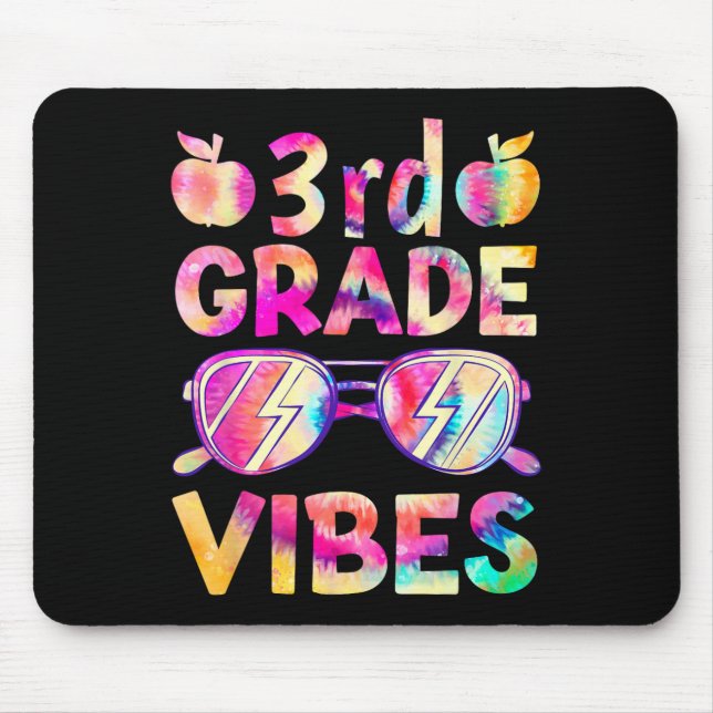 Tapis De Souris Dye Vibes 3e année Enseignant Premier jour de reto (Devant)