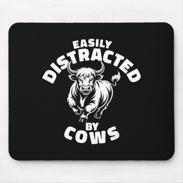 Tapis De Souris Easily Distracted By Cows Western Highland Cow  (Devant)