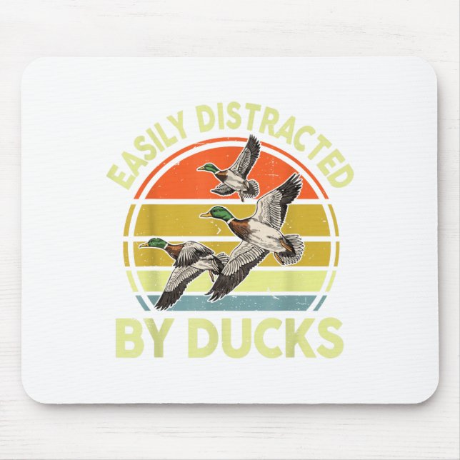 Tapis De Souris Easily Distracted Duck Hunting Gift Dad Hunter Son (Devant)