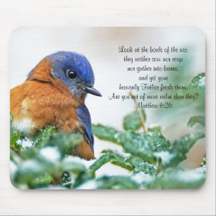 Tapis De Souris Eastern Bluebird Mousepad Matthew 6:26