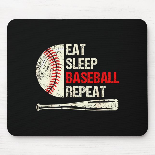 Tapis De Souris Eat Sleep Baseball Repeat Funny Baseball Player  (Devant)