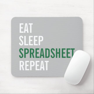 Tapis De Souris Eat Sleep Spreadsheet Répéter Funny Accounting