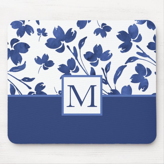 Tapis De Souris Eau d'Indigo - tiges de fleurs (Devant)