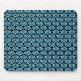 Tapis De Souris Échelle de sirène bleue avec effet parties scintil