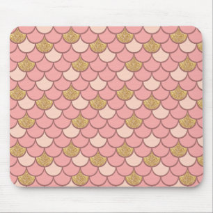 Tapis De Souris Échelle de sirène d'or rose avec effet parties sci
