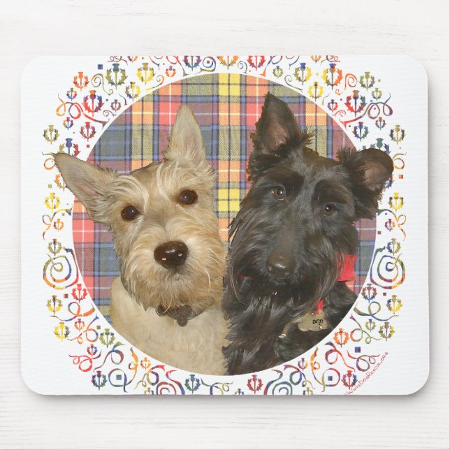 Tapis De Souris Ecosse roux et noir sur Tartan (Devant)