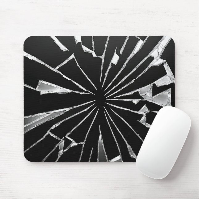 Tapis De Souris Écrans de miroir cassés sur noir (Avec souris)