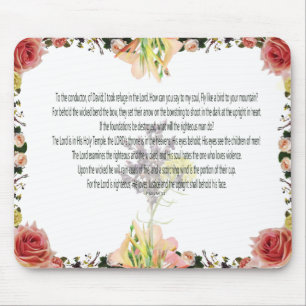 Tapis De Souris Écriture, Psaume 11, Fleur Colorée