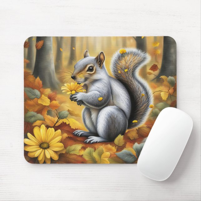 Tapis De Souris Écureuil À La Faisée Jaune (Avec souris)