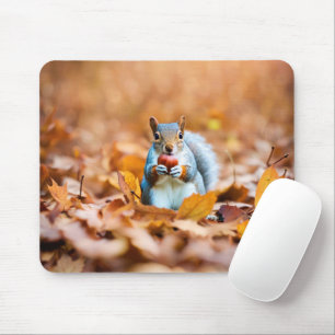 Tapis De Souris Écureuil d'automne avec gland