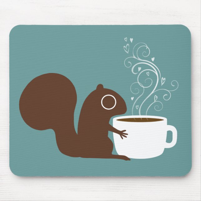 Tapis De Souris Écureuil mignon au café | Whimsical Animal Art (Devant)
