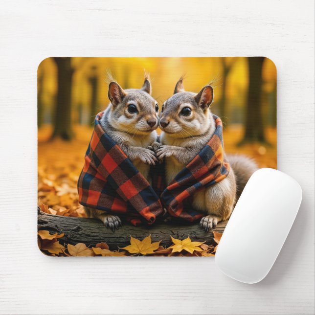 Tapis De Souris Écureuils se balançant sous une couverture plate (Avec souris)