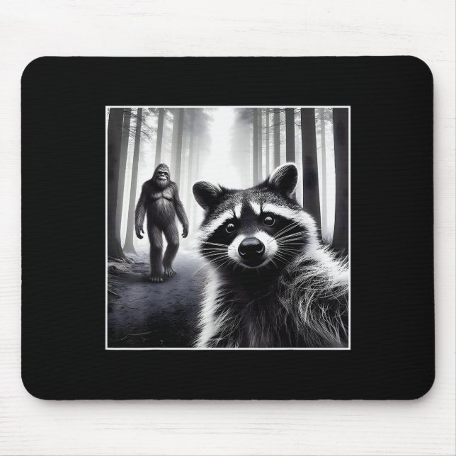 Tapis De Souris Ed Raccoon Selfie With Sasquatch Bigfoot Funny Rac (Devant)