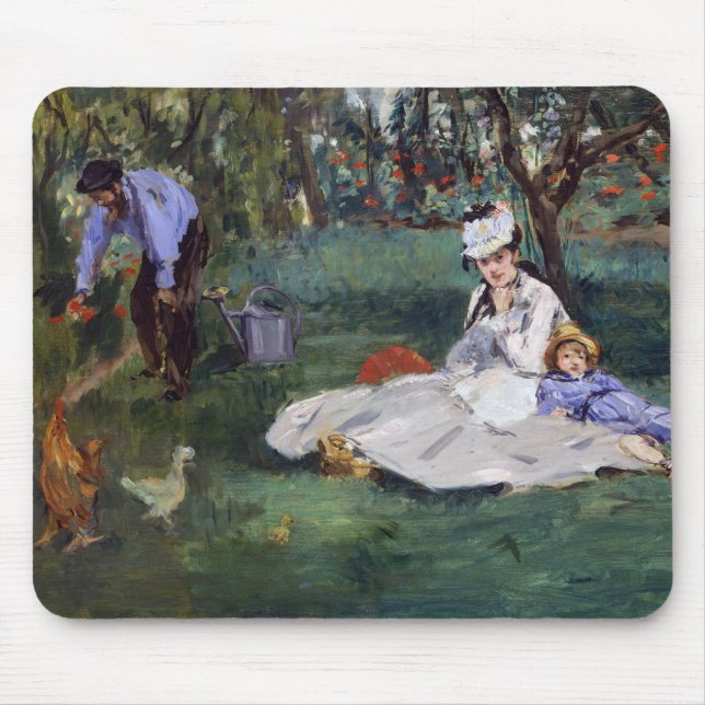 Tapis De Souris Edouard Manet - La famille Monet dans son jardin (Devant)