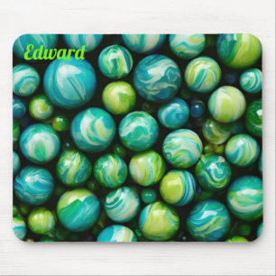 Tapis De Souris EDWARD ~ Zany Shades Vert et Bleu ~ Marbles ~ Marb