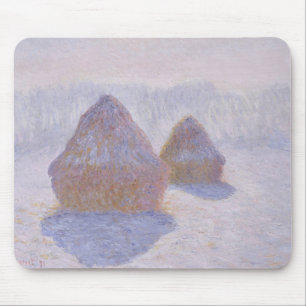 Tapis De Souris Effet de meules de foin de Claude Monet   de neige