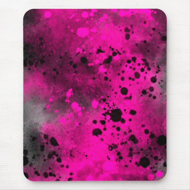 Tapis De Souris Effet Paint Splatter rose et noir (Devant)