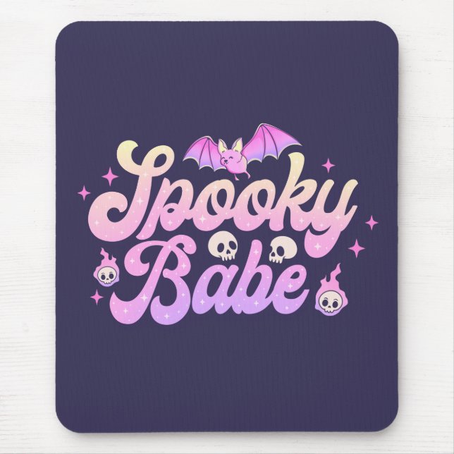 Tapis De Souris Éffrayant Babe mignonne Halloween (Devant)