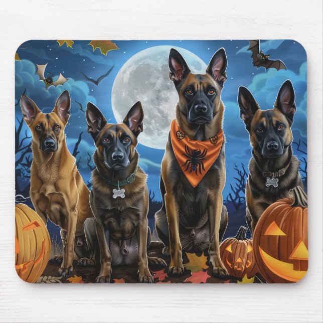 Tapis De Souris Éffrayant belge de Malinoi Halloween (Devant)