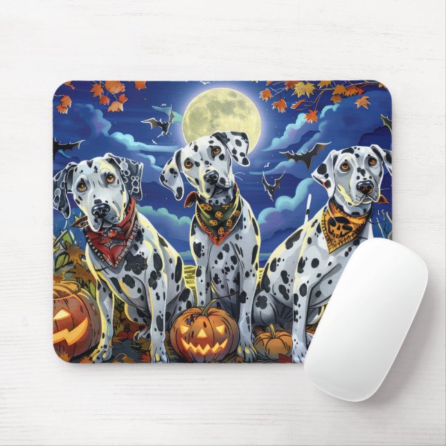 Tapis De Souris Éffrayant d'Halloween dalmate (Avec souris)