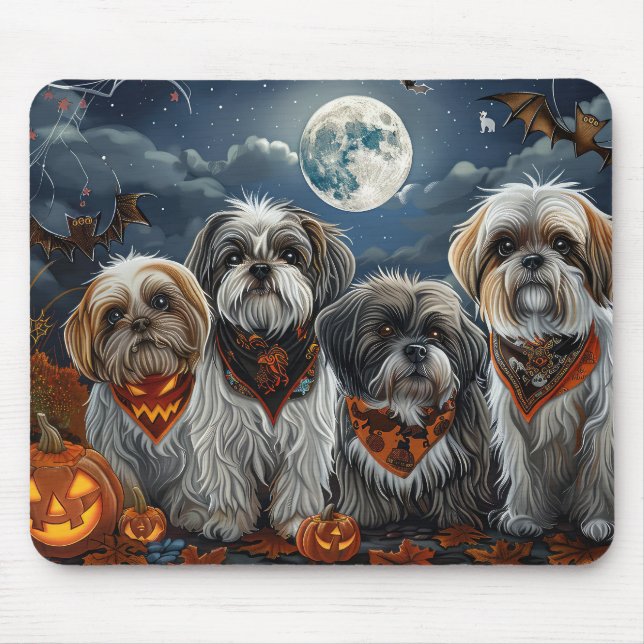 Tapis De Souris Éffrayant d'Halloween Malti Tzu (Devant)