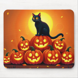 Tapis De Souris Éffrayante nuit d'automne avec des citrouilles bri