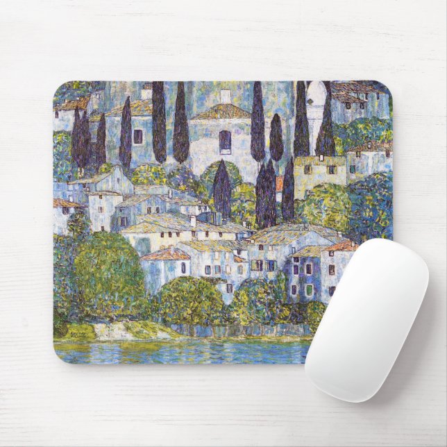 Tapis De Souris Église à Cassone, Gustav Klimt (Avec souris)