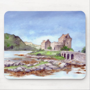 Tapis De Souris Eilean Donan Castle Watercolor Painting