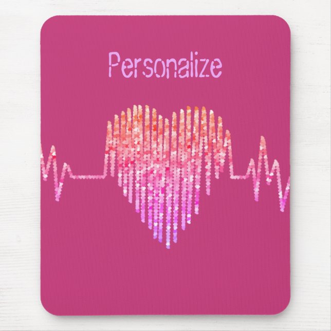 Tapis De Souris EKG coeur médical rose pêche violet mignon (Devant)