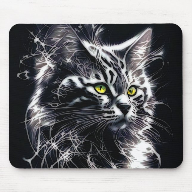Tapis De Souris Electric Fractal Black Cat Mouse Pad (Devant)