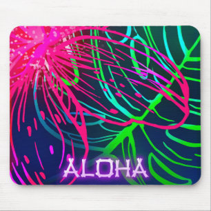 Tapis De Souris Electric Luau Tropical Night Neon Aloha Paradise