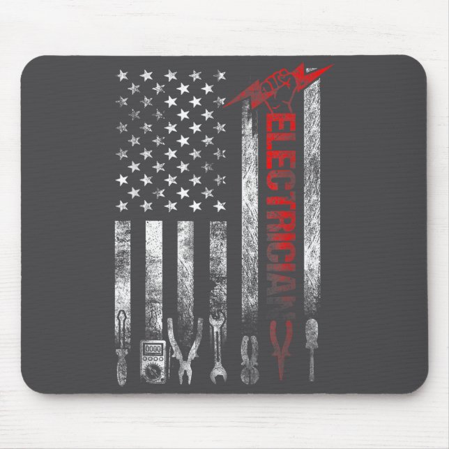 Tapis De Souris Electrician American Flag Funny Electricians Tools (Devant)