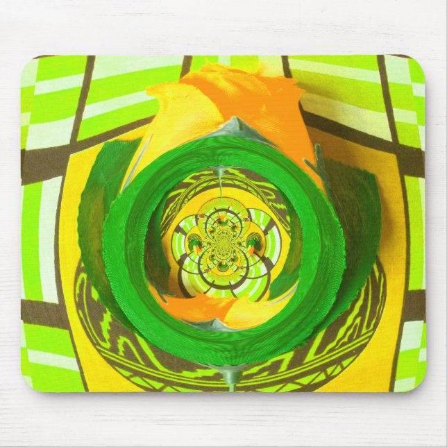 Tapis De Souris Elégance d'or : Beau art rose jaune africain (Devant)