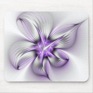 Tapis De Souris Élégance florale Art fractal violet abstrait moder