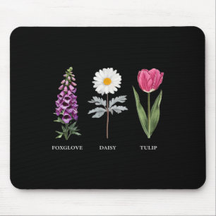 Tapis De Souris Élégance florale Foxglove Daisy Tulip Design