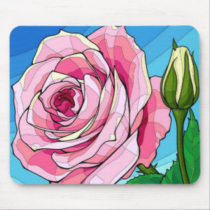 Tapis De Souris Élégance Rose stylisée