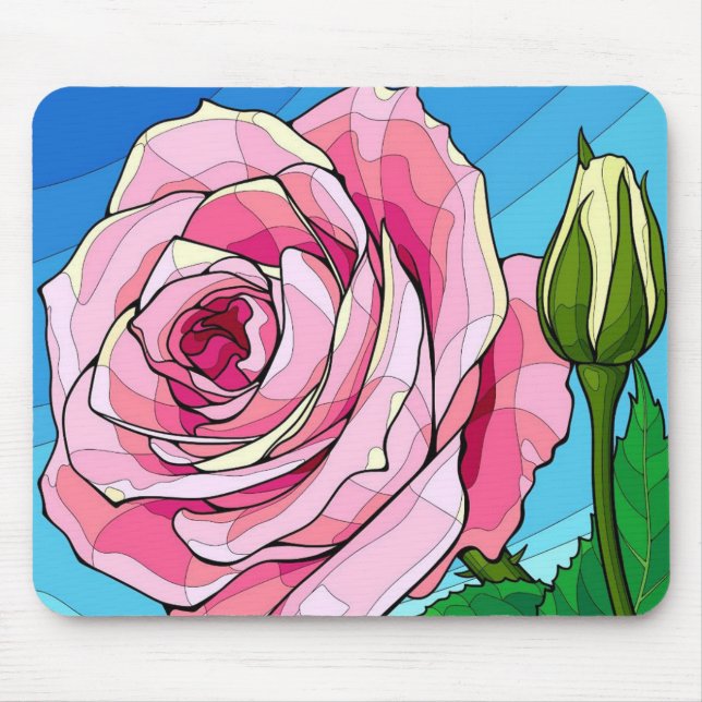 Tapis De Souris Élégance Rose stylisée (Devant)