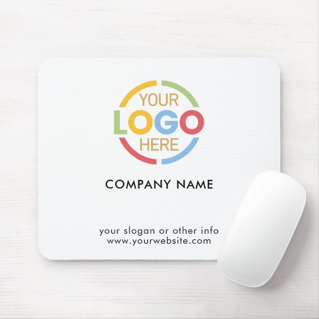 Tapis De Souris Élégant Black White Company Logo d'affaires Marqué (Avec souris)