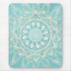 Elégant Blanc Gold Mandala Sky Blue Design