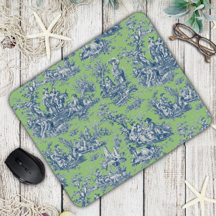 Tapis De Souris Elégant bleu vintage bleu vert toile de jouy