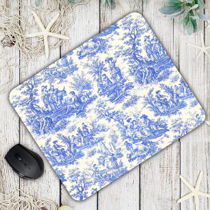 Tapis De Souris Elégant bleu vintage toile de jouy