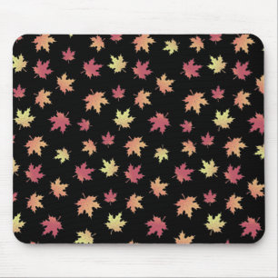 Tapis De Souris Élégant Brown Rouge Feuilles d'automne Motif