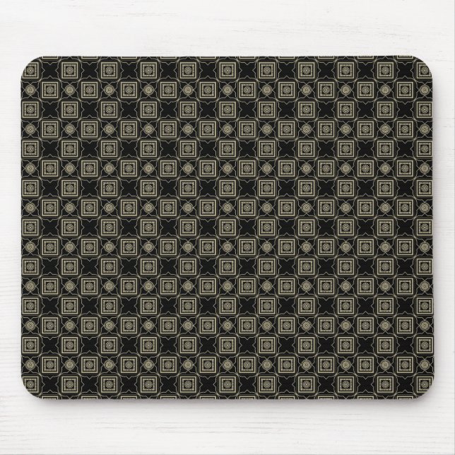 Tapis De Souris Elégant Carré Art Déco Or moderne carreaux Motif (Devant)