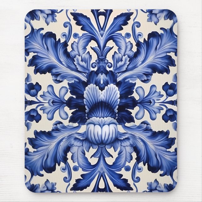 Tapis De Souris Élégant Chic Delware Blue Flower (Devant)