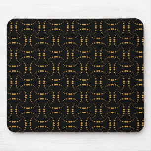 Tapis De Souris Élégant design moderne doré à pois sur fond noir