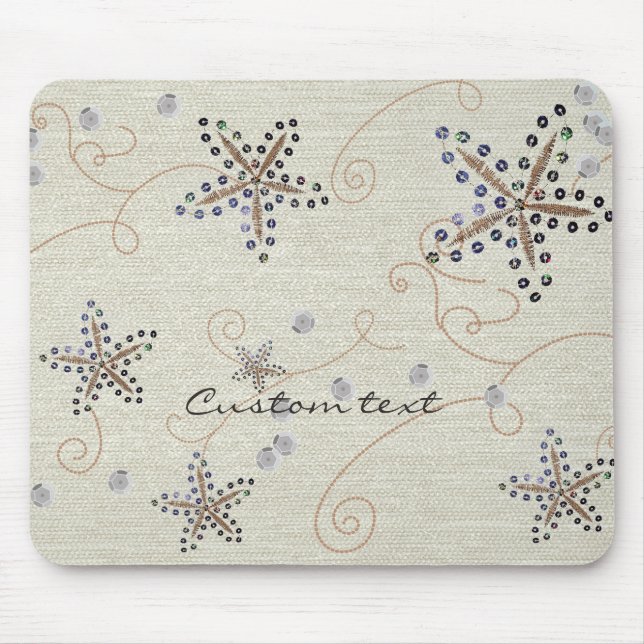 Tapis de souris élégant en sequins de plage Étoile (Devant)