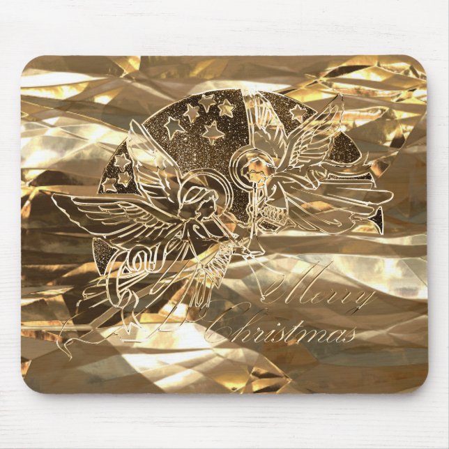 Tapis De Souris Elégant Gold Look Joyeux Noël Angels (Devant)